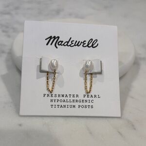 Madewell Gold Chain Freshwater Pearl Earrings